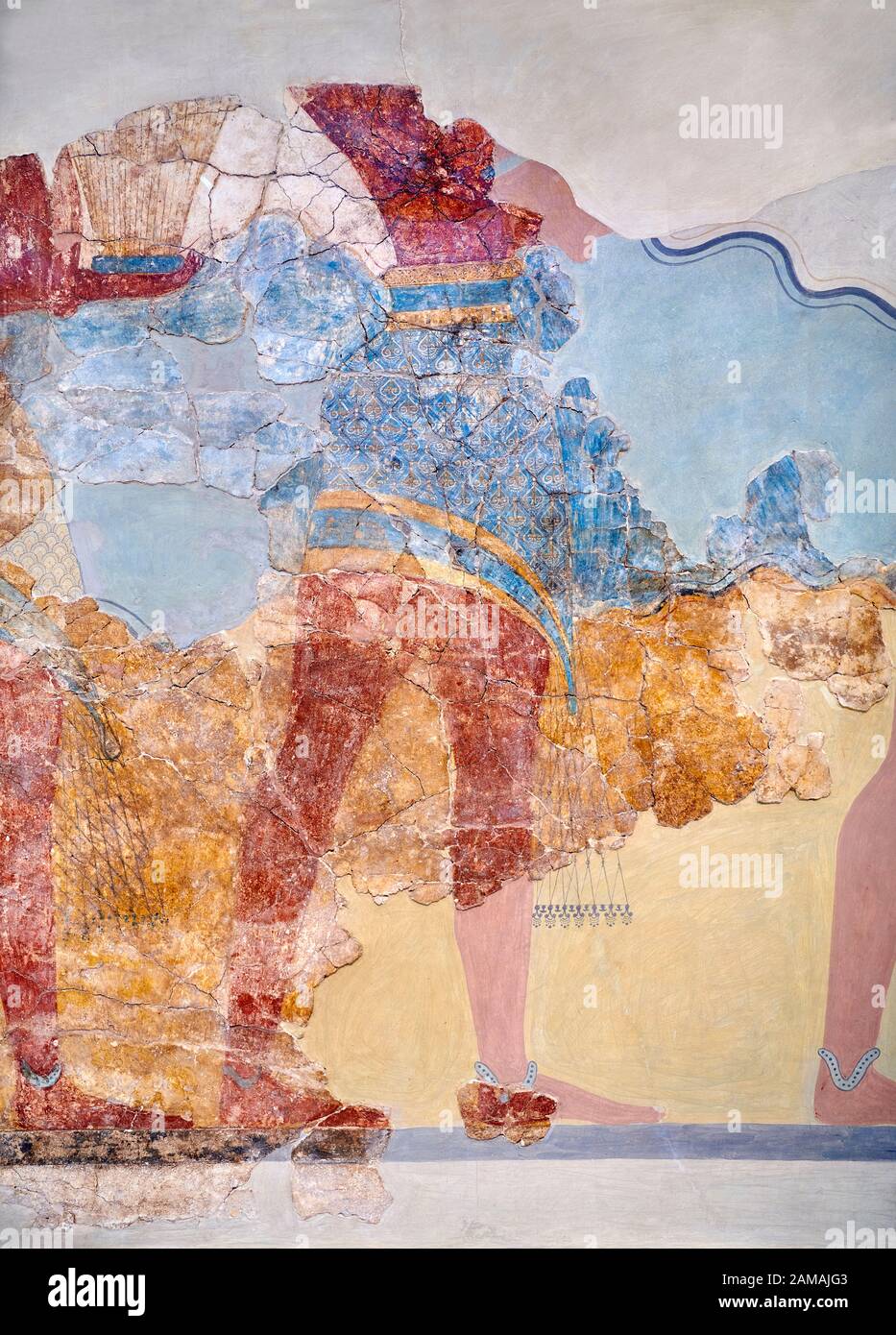Le Minoan 'Procession Fresco' se rapproche , art de mur du sud Prpylaeum, Palais Knossos, 1500-1400 av. J.-C. Musée Archéologique D'Héraklion. Ce lat Banque D'Images