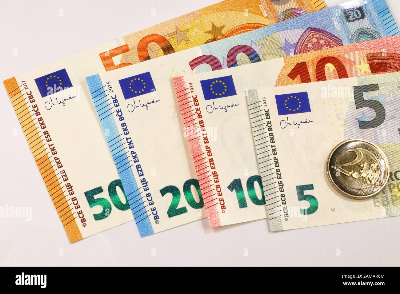 Billets en euros avec nouvelle imitation de signature Christine Lagarde, éditorial Banque D'Images