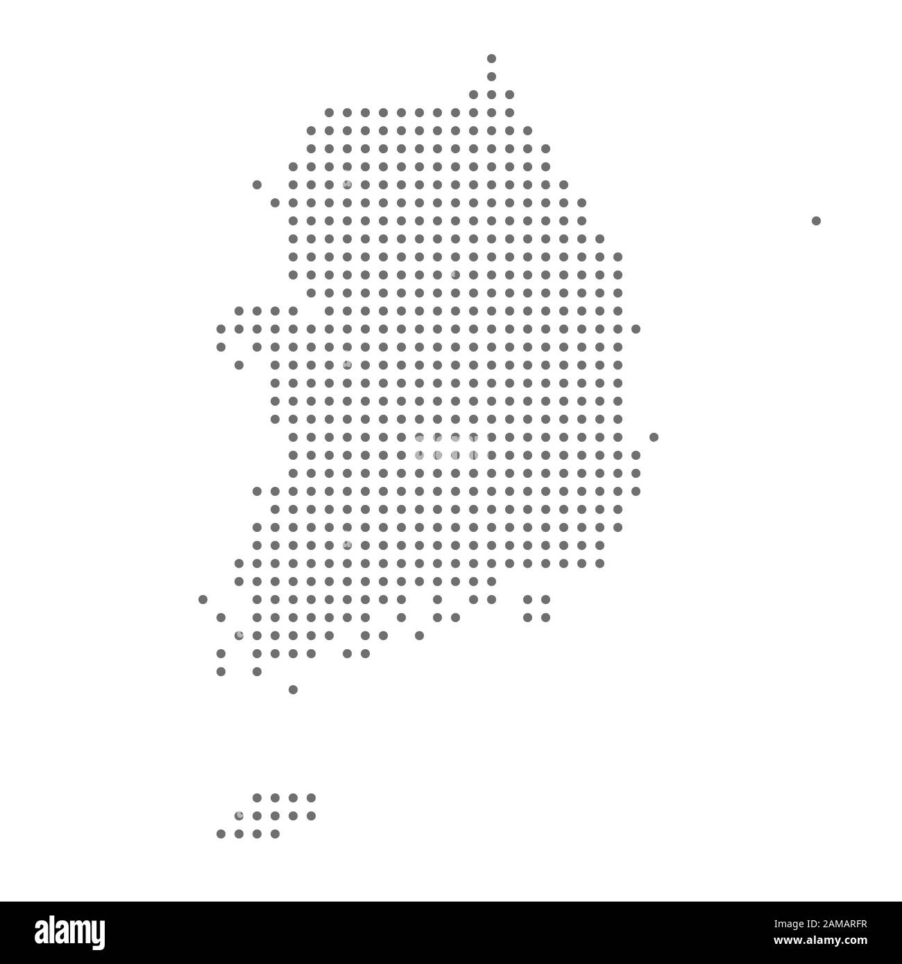 Carte de la corée du Sud pointillée, point gris, sur fond blanc. Illustration vectorielle. Conception de sites Web, papier peint, dépliants, brochure sur les affiches d'invitation Illustration de Vecteur