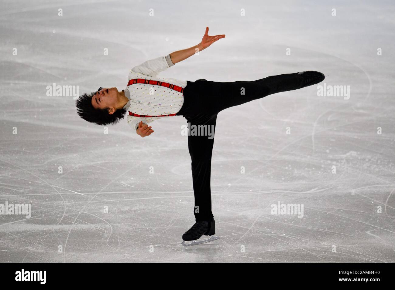 LAUSANNE, SUISSE. 12 janvier 2020. KAGAIYAMA Yuma (JPN) est en compétition pour le patinage gratuit des hommes lors des Jeux Olympiques de la Jeunesse de Lausanne 2020 à la patinoire de Lausanne le dimanche 12 janvier 2020. LAUSANNE, SUISSE. Crédit: Taka G Wu/Alay Live News Banque D'Images