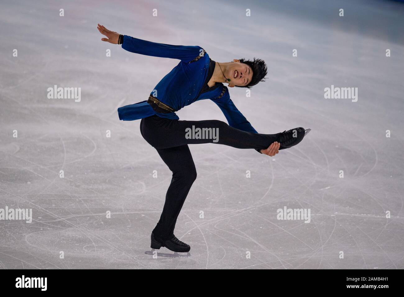 LAUSANNE, SUISSE. 12 janvier 2020. Chen Yudong (CHN) est en compétition pour le patinage gratuit des hommes lors des Jeux Olympiques de la Jeunesse de Lausanne 2020 à la patinoire de Lausanne le dimanche 12 janvier 2020. LAUSANNE, SUISSE. Crédit: Taka G Wu/Alay Live News Banque D'Images