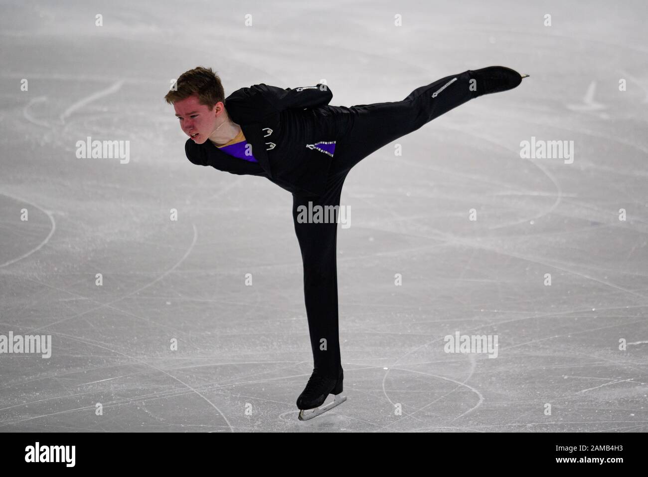 LAUSANNE, SUISSE. 12 janvier 2020. MOZALEV Andrei (RUS) est en compétition pour le patinage gratuit des hommes lors des Jeux Olympiques de la Jeunesse de Lausanne 2020 à l'aréna de patinage de Lausanne le dimanche 12 janvier 2020. LAUSANNE, SUISSE. Crédit: Taka G Wu/Alay Live News Banque D'Images
