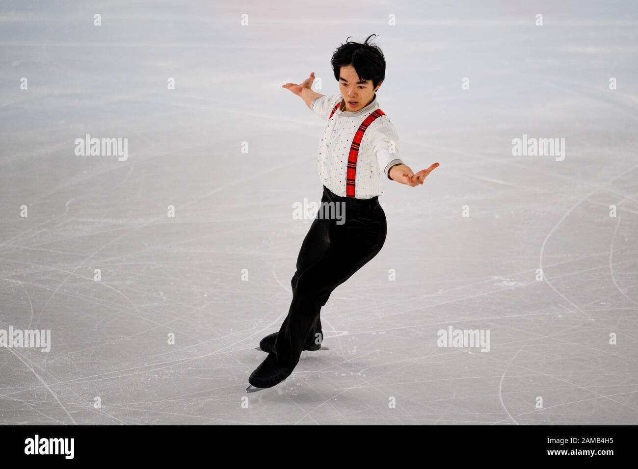 LAUSANNE, SUISSE. 12 janvier 2020. KAGAIYAMA Yuma (JPN) est en compétition pour le patinage gratuit des hommes lors des Jeux Olympiques de la Jeunesse de Lausanne 2020 à la patinoire de Lausanne le dimanche 12 janvier 2020. LAUSANNE, SUISSE. Crédit: Taka G Wu/Alay Live News Banque D'Images