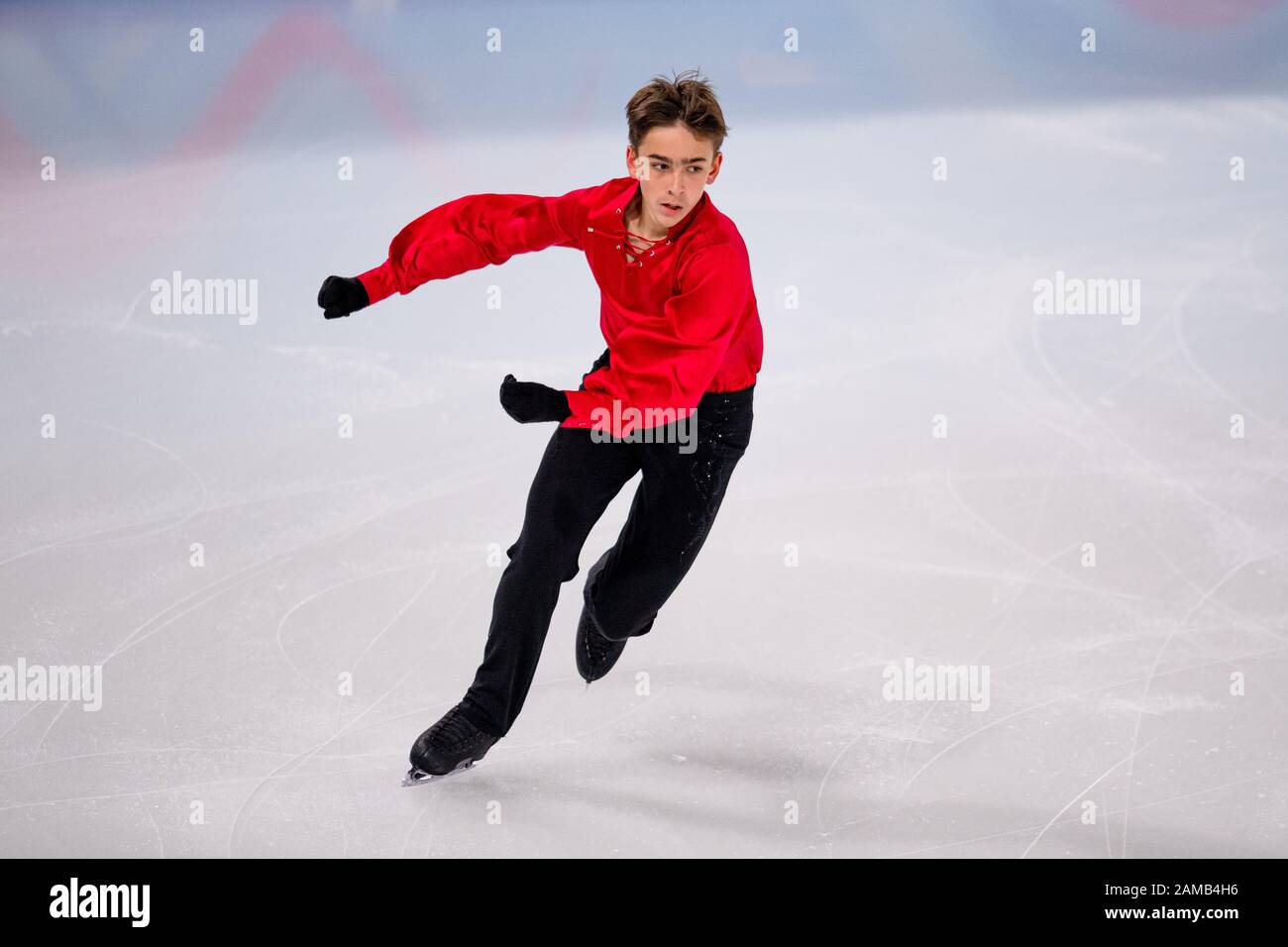 LAUSANNE, SUISSE. 12 janvier 2020. LEVANDI Arlet (est) est en compétition pour le patinage gratuit des hommes lors des Jeux Olympiques de la Jeunesse de Lausanne 2020 à la patinoire de Lausanne le dimanche 12 janvier 2020. LAUSANNE, SUISSE. Crédit: Taka G Wu/Alay Live News Banque D'Images