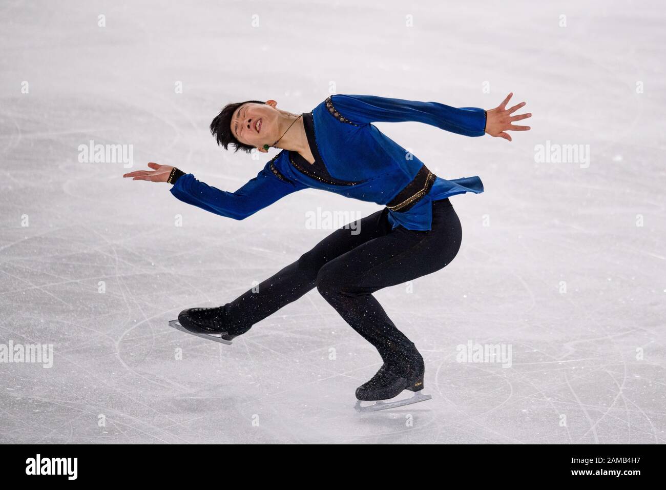 LAUSANNE, SUISSE. 12 janvier 2020. Chen Yudong (CHN) est en compétition pour le patinage gratuit des hommes lors des Jeux Olympiques de la Jeunesse de Lausanne 2020 à la patinoire de Lausanne le dimanche 12 janvier 2020. LAUSANNE, SUISSE. Crédit: Taka G Wu/Alay Live News Banque D'Images