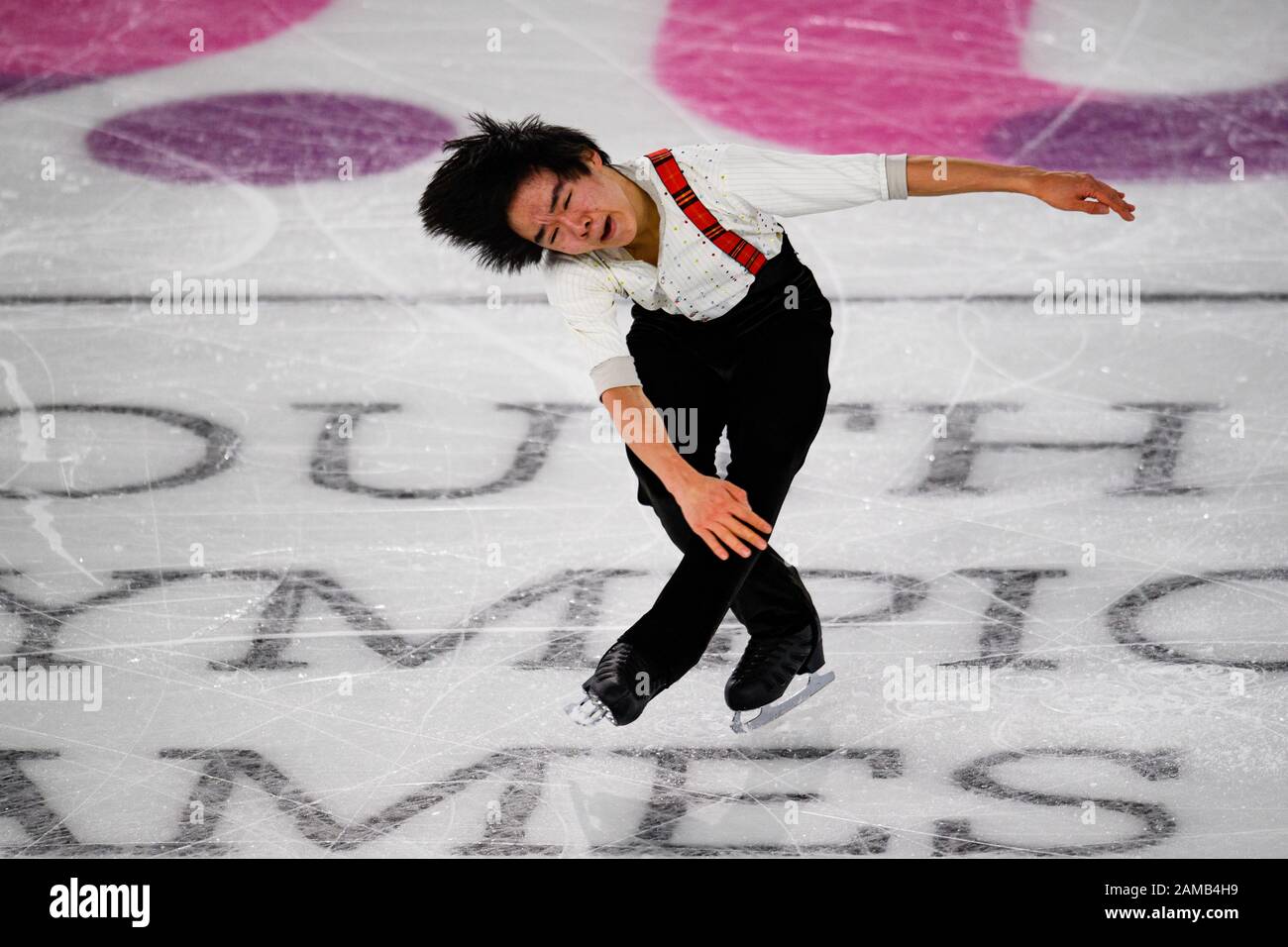 LAUSANNE, SUISSE. 12 janvier 2020. KAGAIYAMA Yuma (JPN) est en compétition pour le patinage gratuit des hommes lors des Jeux Olympiques de la Jeunesse de Lausanne 2020 à la patinoire de Lausanne le dimanche 12 janvier 2020. LAUSANNE, SUISSE. Crédit: Taka G Wu/Alay Live News Banque D'Images
