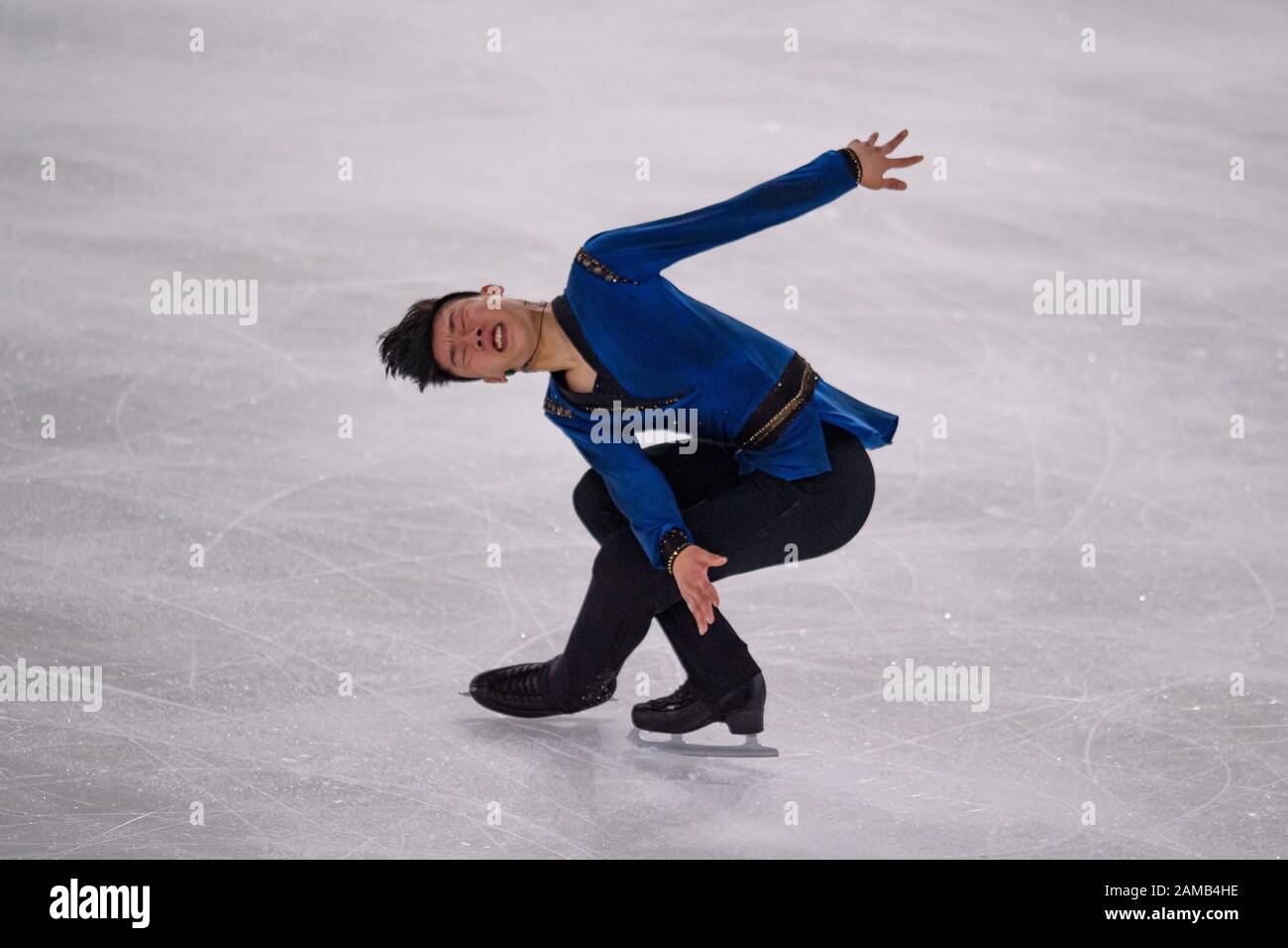 LAUSANNE, SUISSE. 12 janvier 2020. Chen Yudong (CHN) est en compétition pour le patinage gratuit des hommes lors des Jeux Olympiques de la Jeunesse de Lausanne 2020 à la patinoire de Lausanne le dimanche 12 janvier 2020. LAUSANNE, SUISSE. Crédit: Taka G Wu/Alay Live News Banque D'Images
