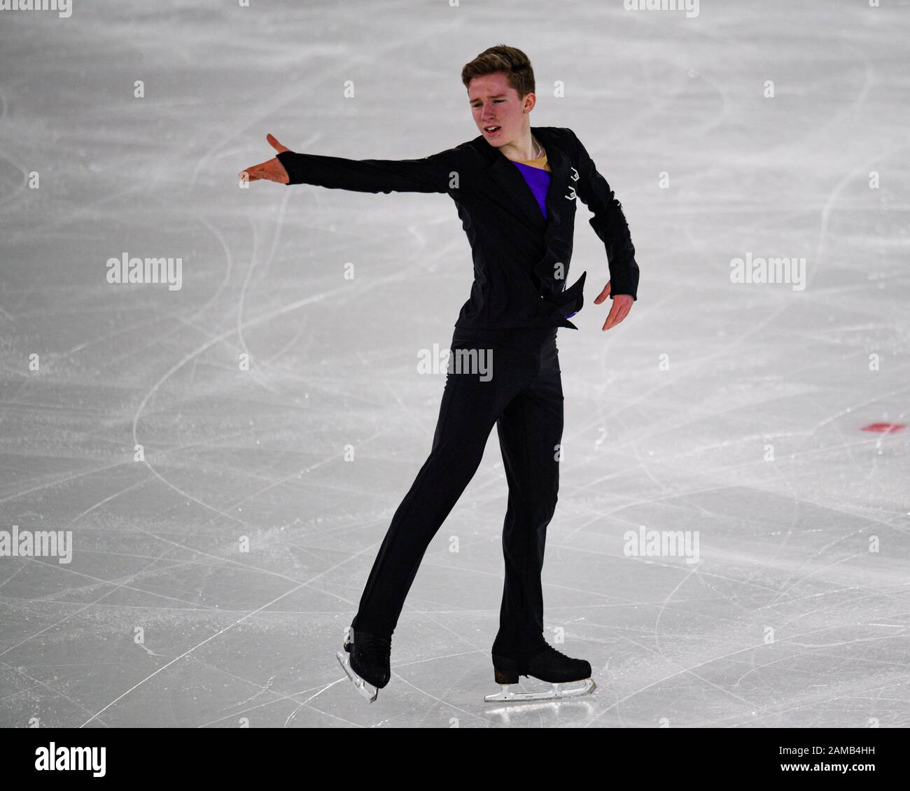 LAUSANNE, SUISSE. 12 janvier 2020. MOZALEV Andrei (RUS) est en compétition pour le patinage gratuit des hommes lors des Jeux Olympiques de la Jeunesse de Lausanne 2020 à l'aréna de patinage de Lausanne le dimanche 12 janvier 2020. LAUSANNE, SUISSE. Crédit: Taka G Wu/Alay Live News Banque D'Images