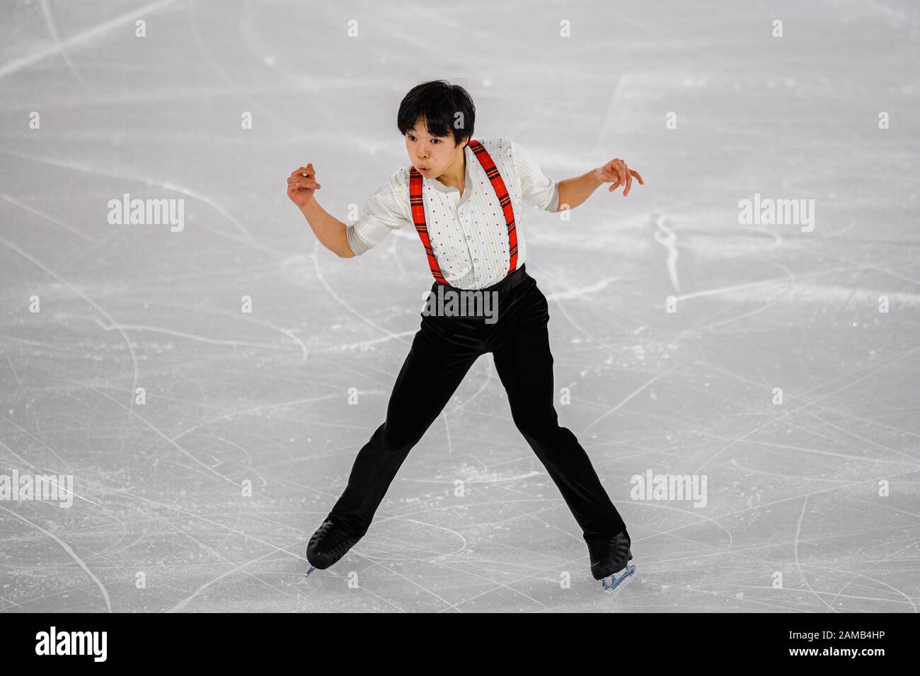 LAUSANNE, SUISSE. 12 janvier 2020. KAGAIYAMA Yuma (JPN) est en compétition pour le patinage gratuit des hommes lors des Jeux Olympiques de la Jeunesse de Lausanne 2020 à la patinoire de Lausanne le dimanche 12 janvier 2020. LAUSANNE, SUISSE. Crédit: Taka G Wu/Alay Live News Banque D'Images