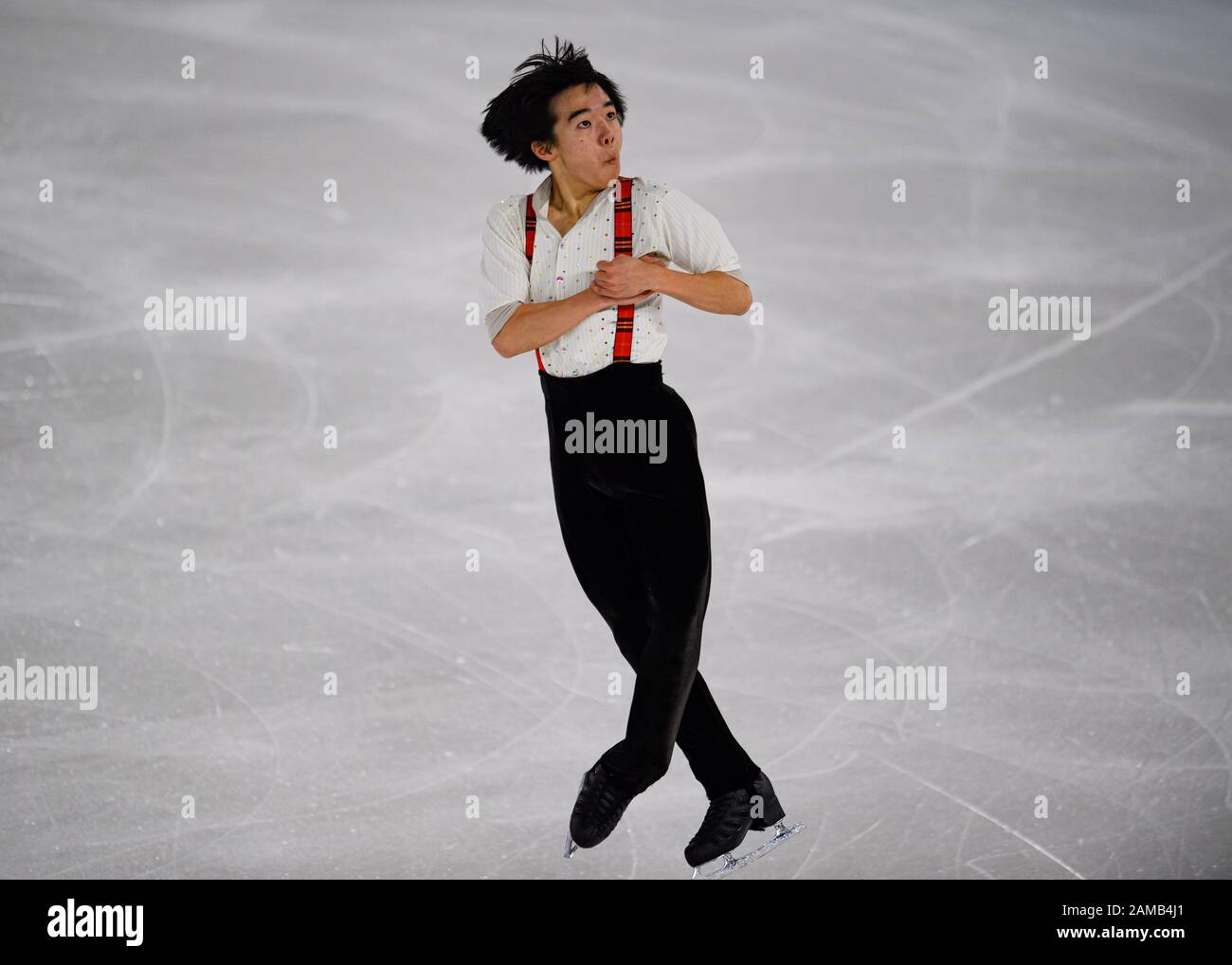 LAUSANNE, SUISSE. 12 janvier 2020. KAGAIYAMA Yuma (JPN) est en compétition pour le patinage gratuit des hommes lors des Jeux Olympiques de la Jeunesse de Lausanne 2020 à la patinoire de Lausanne le dimanche 12 janvier 2020. LAUSANNE, SUISSE. Crédit: Taka G Wu/Alay Live News Banque D'Images