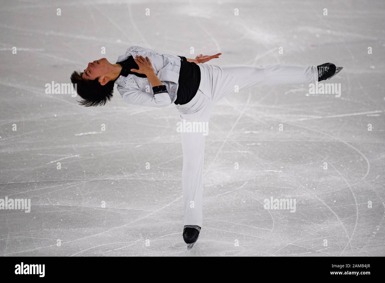 LAUSANNE, SUISSE. 12 janvier 2020. Cha Younghyun (KOR) est en compétition pour le patinage gratuit des hommes lors des Jeux Olympiques de la Jeunesse de Lausanne 2020 à la patinoire de Lausanne le dimanche 12 janvier 2020. LAUSANNE, SUISSE. Crédit: Taka G Wu/Alay Live News Banque D'Images
