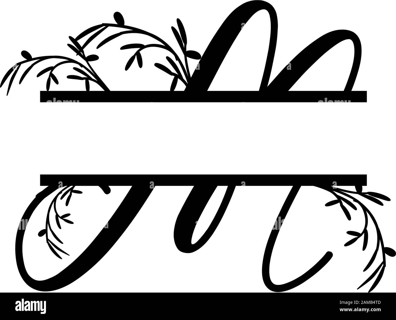 Vecteur initial de lettre divisée par monogramme de plante décorative Illustration de Vecteur