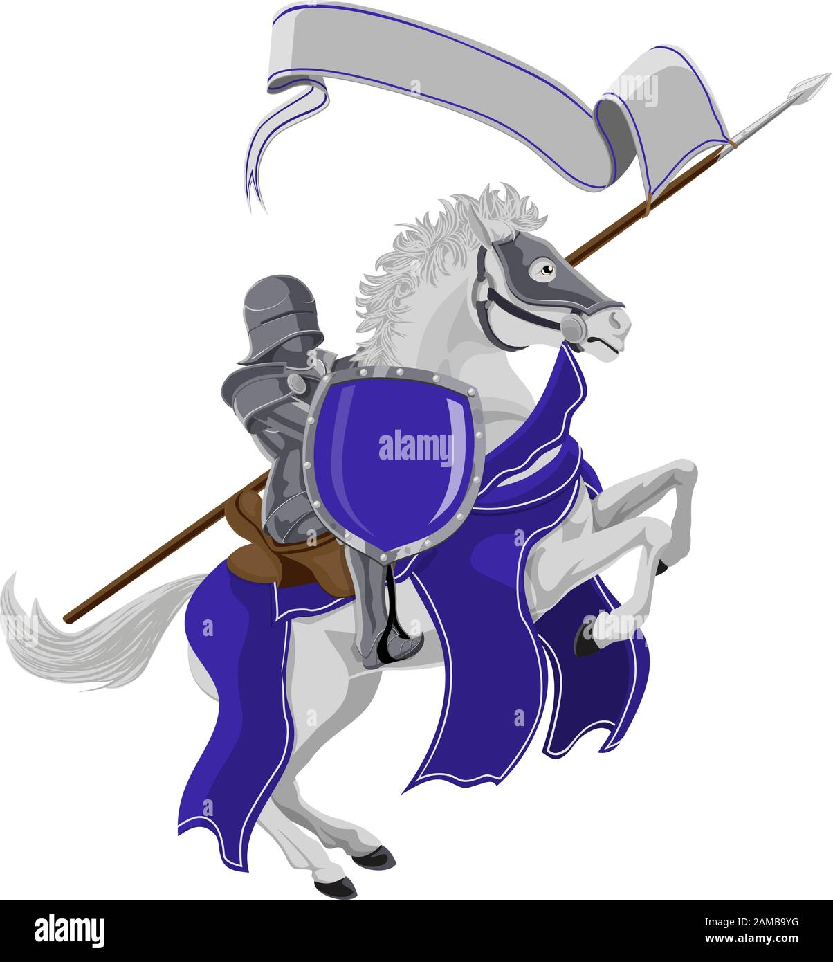 Médiévaux de chevaliers à cheval chevalier Illustration de Vecteur