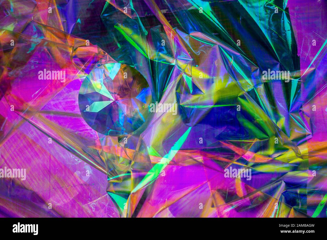 Résumé 6, une image de la réfraction des couleurs à travers un cristal Banque D'Images