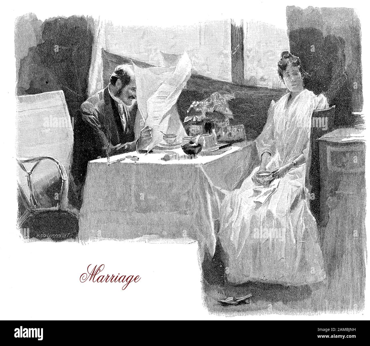 Le Magazine Satirique Allemand L Humour Et Les Caricatures Un Couple Ennuyeux Au Petit Dejeuner Mari Plonge Sa Tete Dans La Lecture Du Journal Et La Femme Semble En Colere Photo Stock Alamy