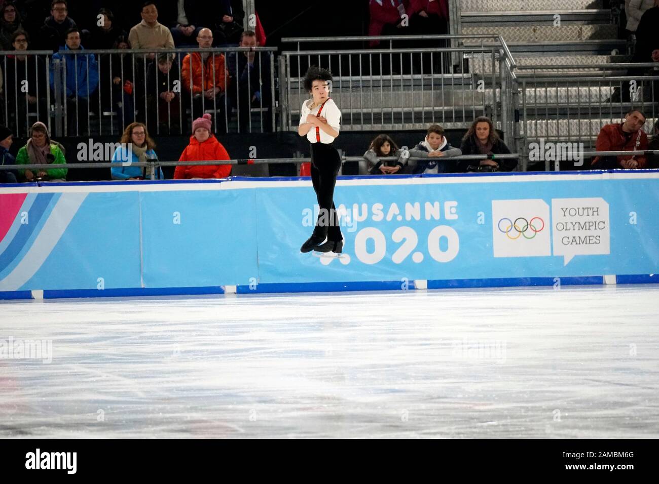 Les Jeux Olympiques de la Jeunesse à Lausanne 2020 gagnant Kagiyama Yuma - Japon - compétition de patinage libre aux Jeux Olympiques de la Jeunesse à Lausanne 2020 en Suisse le 12 janvier 2020 dans la zone de patinage de Lausanne. Crédit: AlfredSS/Alay Live News Banque D'Images