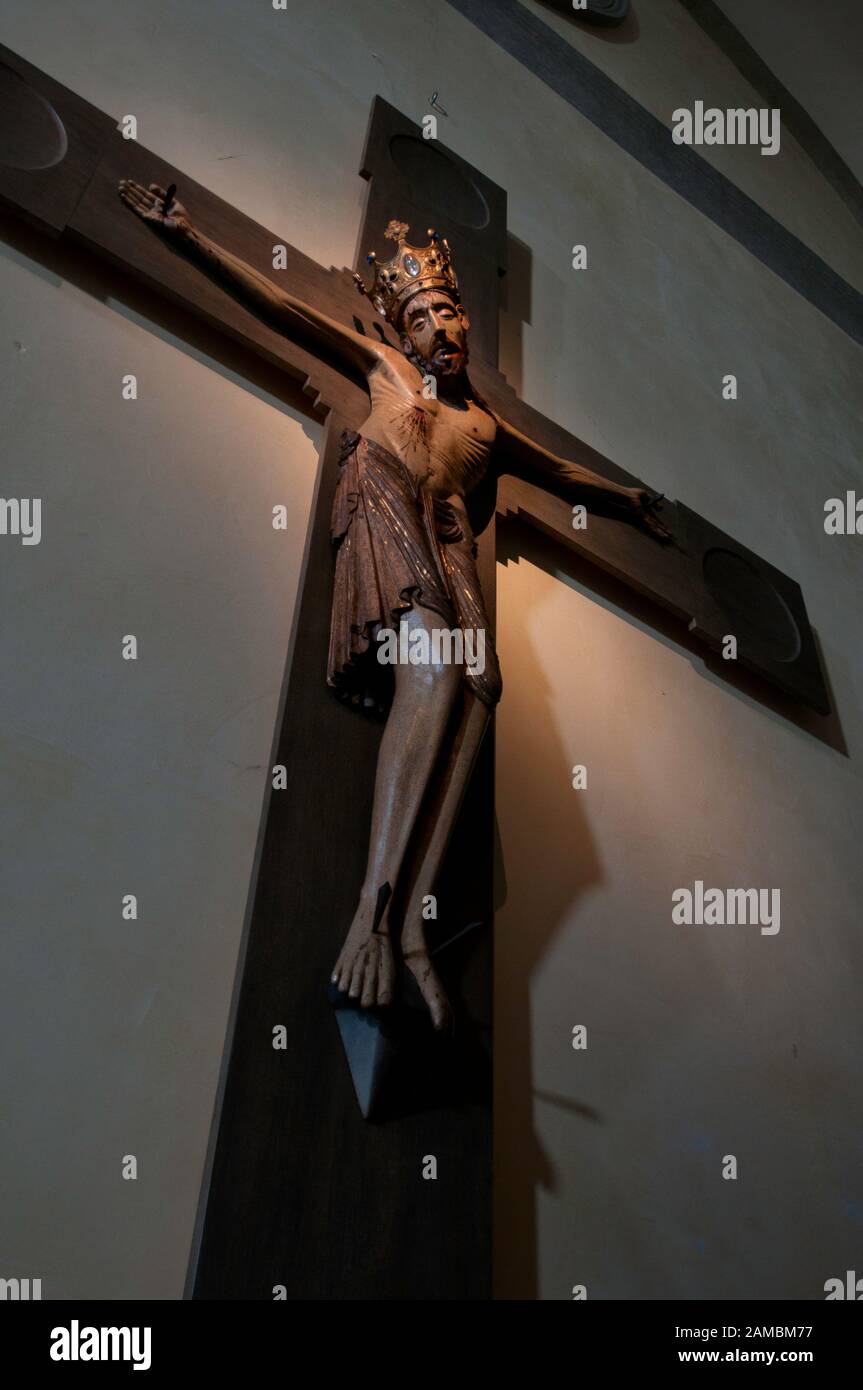 Statue en bois du XVIe siècle de Jésus-Christ dans le musée Cividale del Friuli (Italie) Banque D'Images