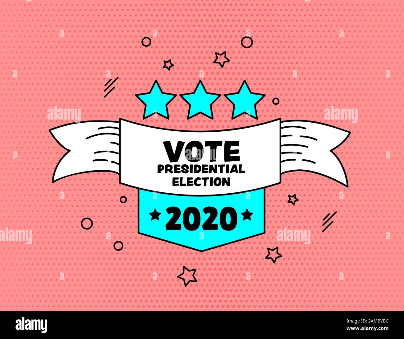 Voter 2020 memphis bannière style pop art design Illustration de Vecteur
