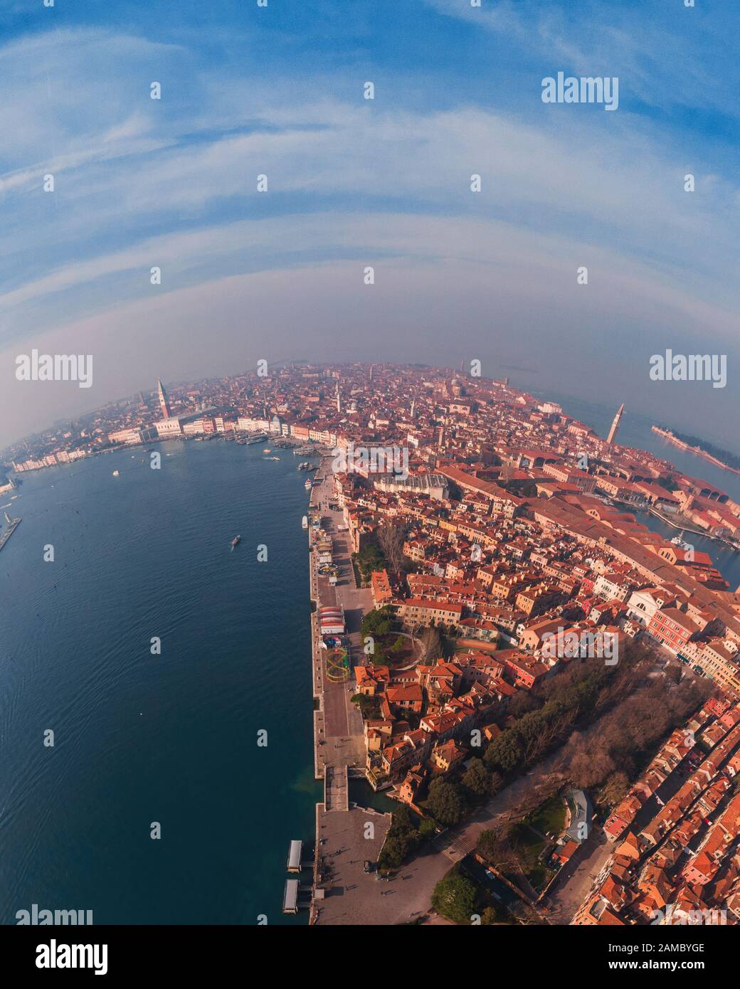 Le panorama aérien de 180 degrés. Panorama de la vue aérienne de Venise, Italie Banque D'Images