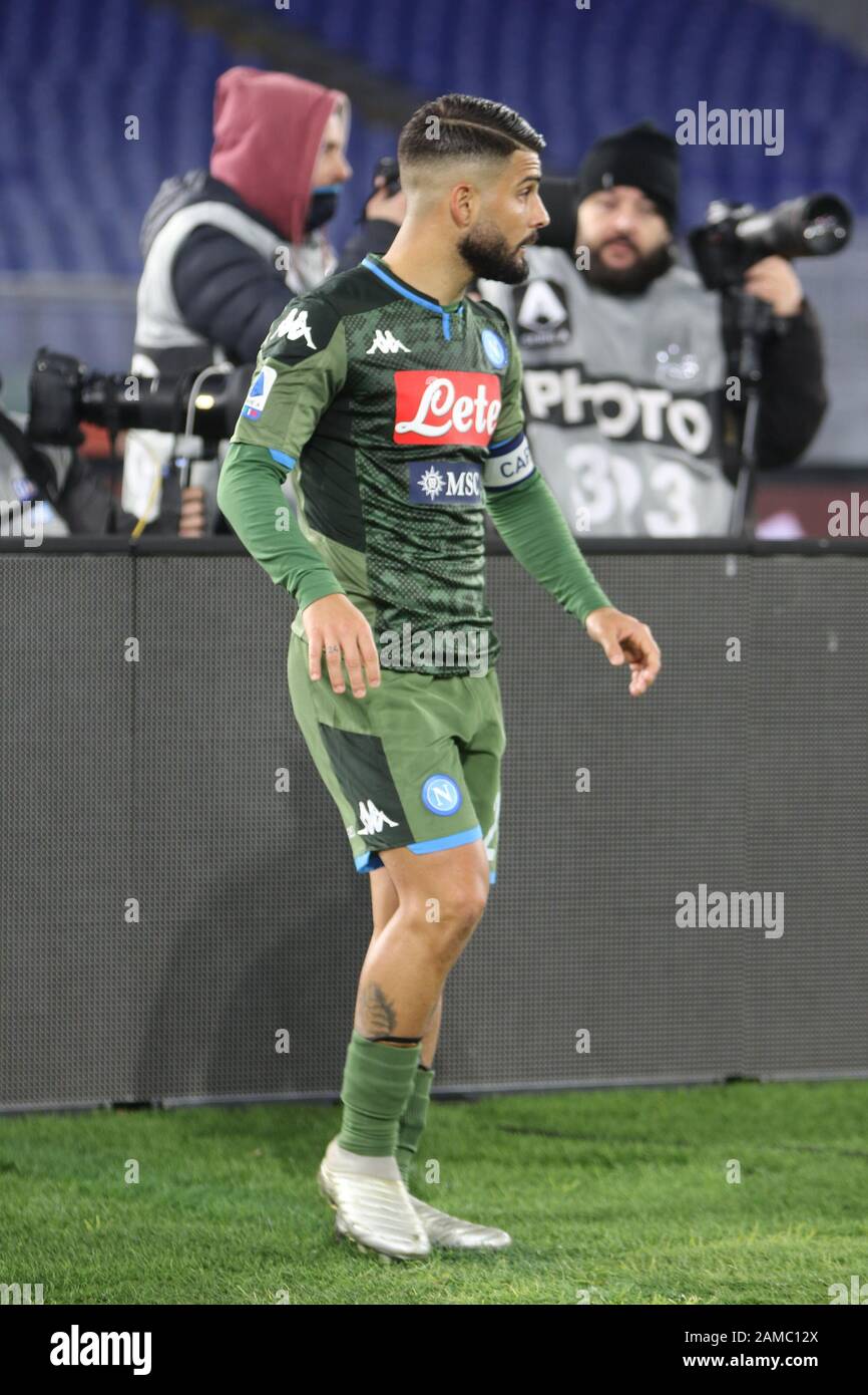 Rome, Italie. 11 janvier 2020. Lorenzo Insigne(c), FW de la SSC Napoli pendant le match de football entre SS Lazio et SSC Napoli à Stadio Olimpico à Rome. Résultat final SS Lazio a gagné sur SSC Napoli avec 1-0. (Photo De Salvatore Esposito/Pacific Press) Crédit: Agence De Presse Du Pacifique/Alay Live News Banque D'Images