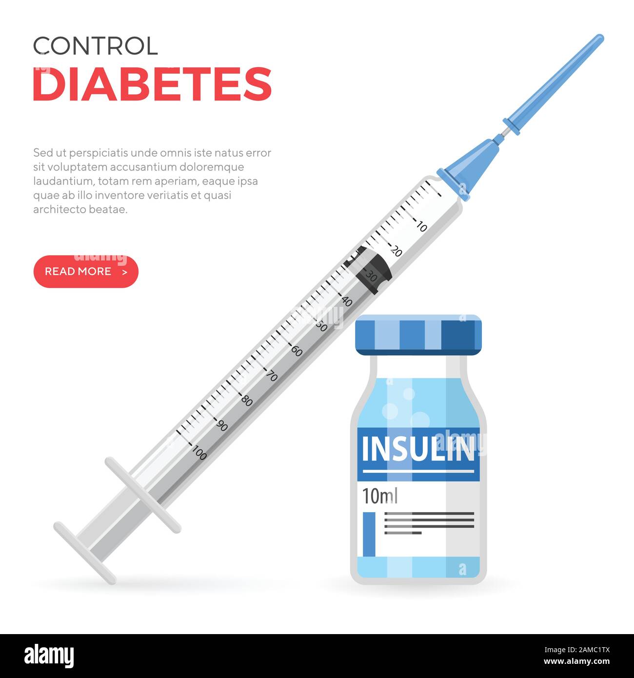 Seringue Et Flacon D'Insuline Pour Diabète Image Vectorielle Stock - Alamy