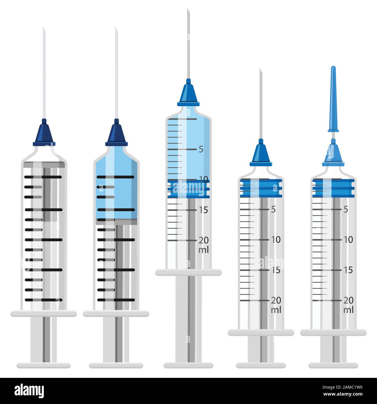 Réglez Les Seringues Médicales En Plastique Illustration de Vecteur