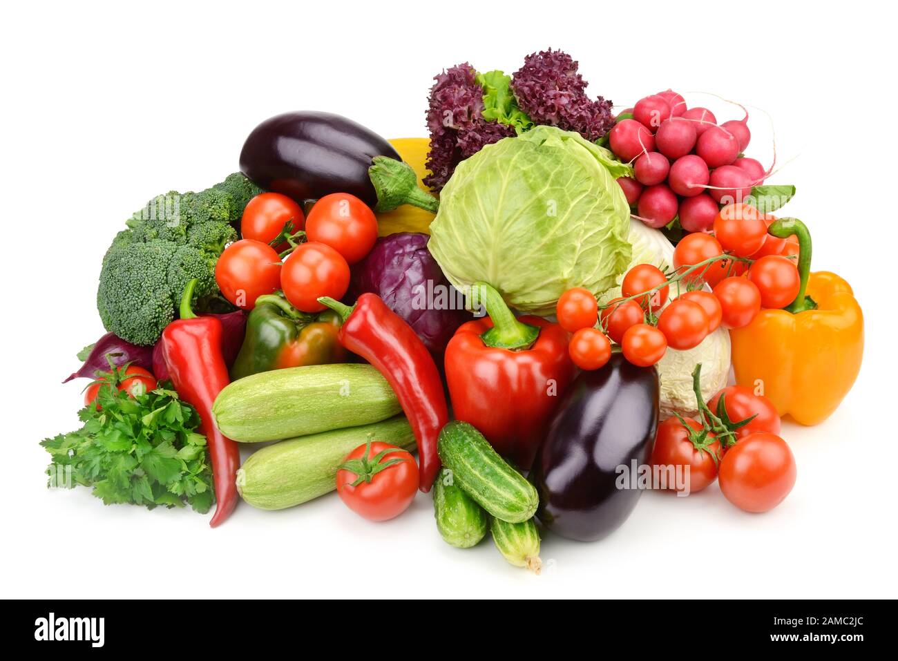 Les légumes ensemble isolé sur fond blanc Banque D'Images