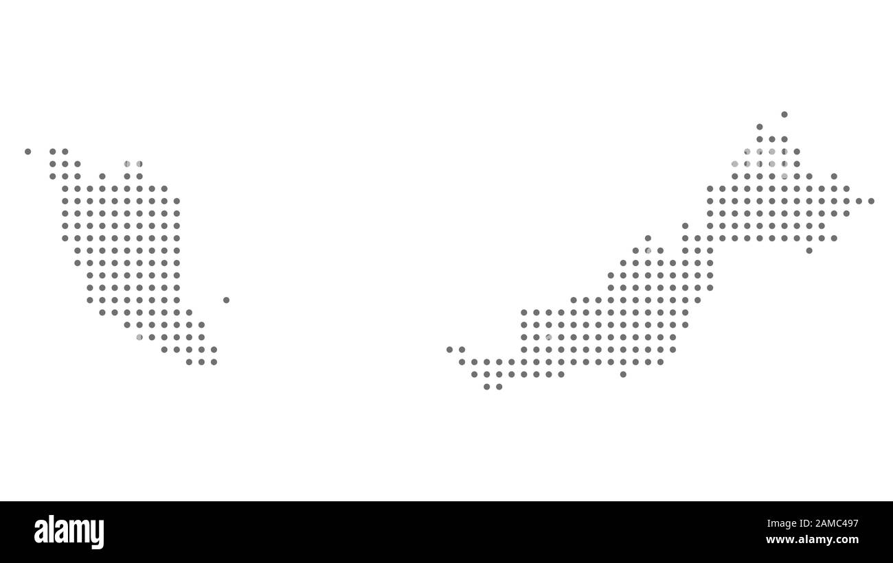 Carte de Malaisie pointillée, point gris, sur fond blanc. Illustration vectorielle. Web design, papier peint, dépliants vidéos affiches brochure bannières. Illustration de Vecteur