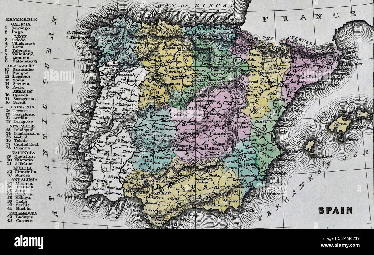 14 Carey Carte De L Espagne Portugal Lisbonne Barcelone Madrid Toledo Photo Stock Alamy