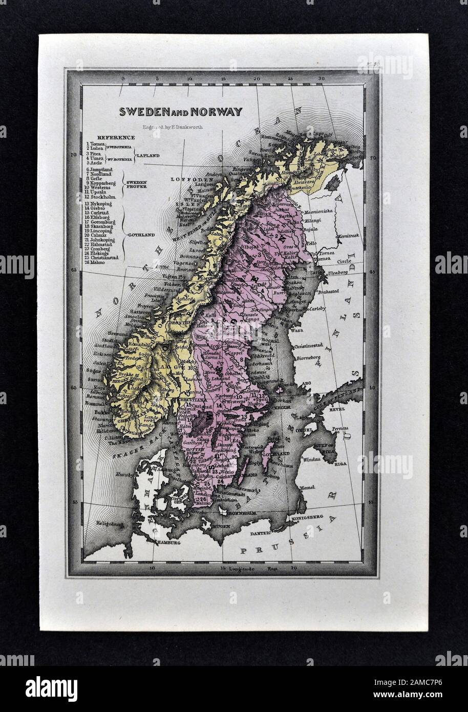1834 Carey Carte de Stockholm Suède Norvège Scandinavie Europe Banque D'Images