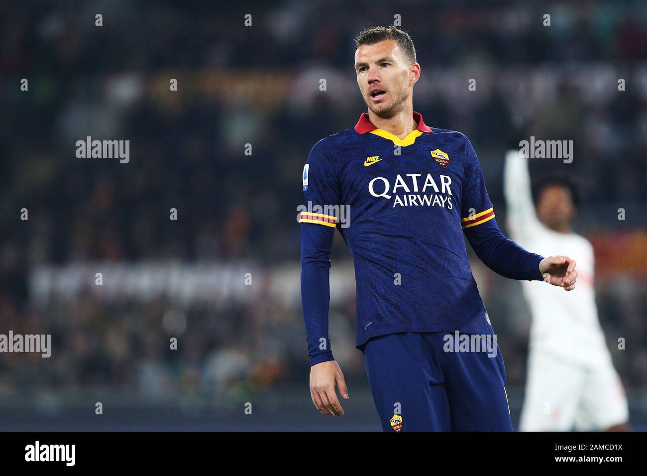 Edin Dzeko de Roma réagit lors du championnat italien Serie UN match de football entre AS Roma et Juventus le 12 janvier 2020 à Stadio Olimpico à Rome, Italie - photo Federico Proietti/ESPA-Imaes Banque D'Images