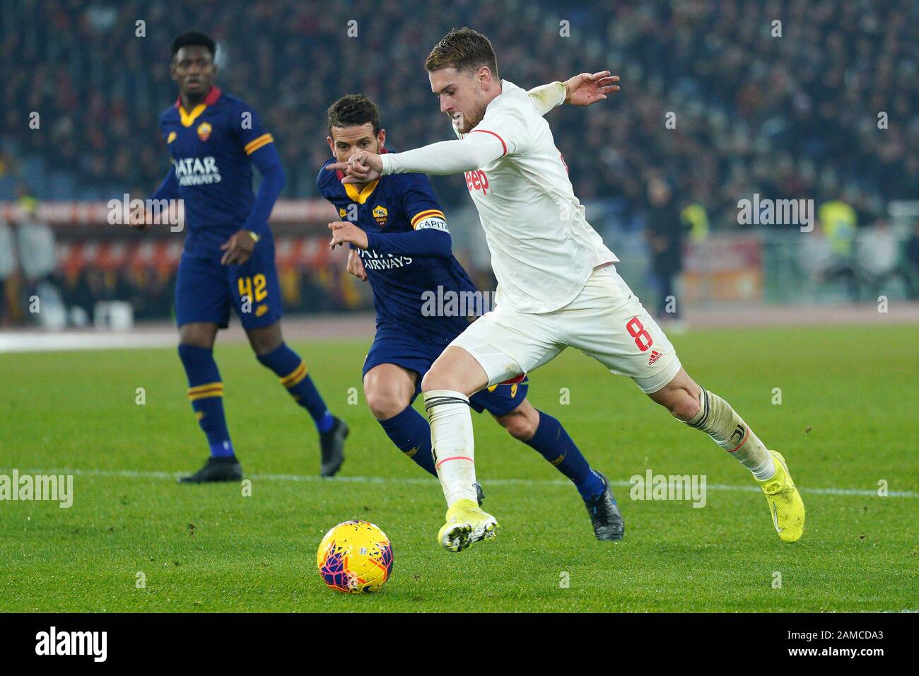 Rome, Italie. 12 janvier 2020. Aaron Ramsey de Juventus FC lors du match de la série A entre Roma et Juventus à Stadio Olimpico, Rome, Italie, le 12 janvier 2020. Photo De Luca Pagliaricci. Utilisation éditoriale uniquement, licence requise pour une utilisation commerciale. Aucune utilisation dans les Paris, les jeux ou une seule publication de club/ligue/joueur. Crédit: Uk Sports Pics Ltd/Alay Live News Banque D'Images