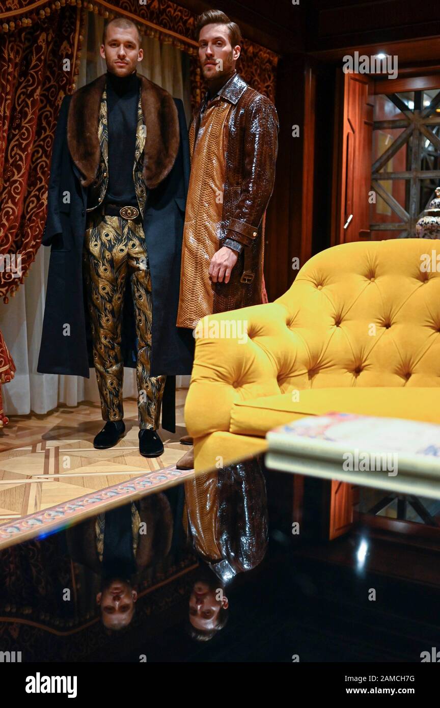 Milan, Italie. 12 janvier 2020. Milan, Milan Fashion Week, Homme Automne Hiver 2020/2021. Milan – Mode Pour Homme Automne Hiver 2020/21. Milliardaire En Photo: Modèle De Crédit: Agence De Photo Indépendante/Alay Live News Banque D'Images