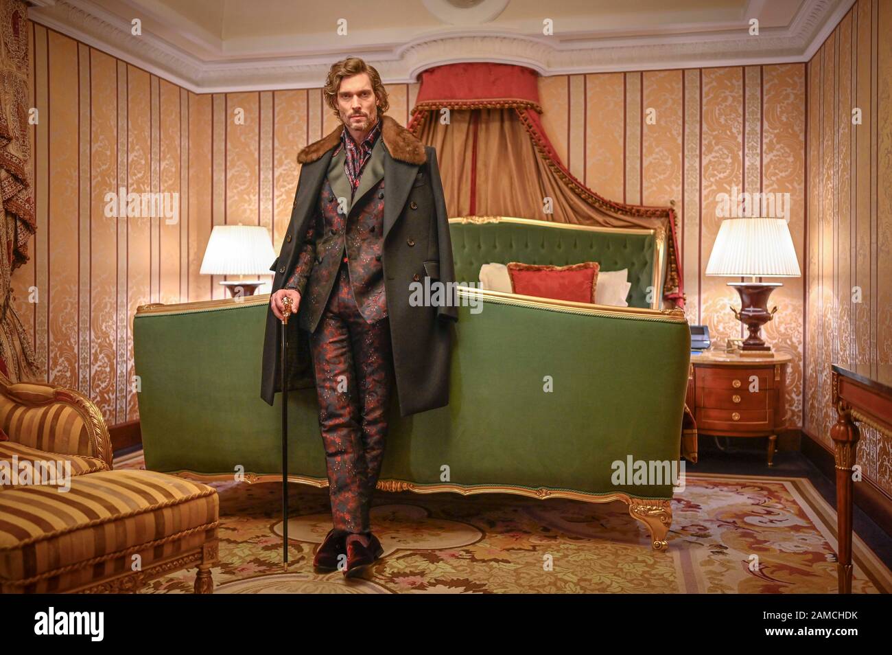 Milan, Italie. 12 janvier 2020. Milan, Milan Fashion Week, Homme Automne Hiver 2020/2021. Milan – Mode Pour Homme Automne Hiver 2020/21. Milliardaire En Photo: Modèle De Crédit: Agence De Photo Indépendante/Alay Live News Banque D'Images