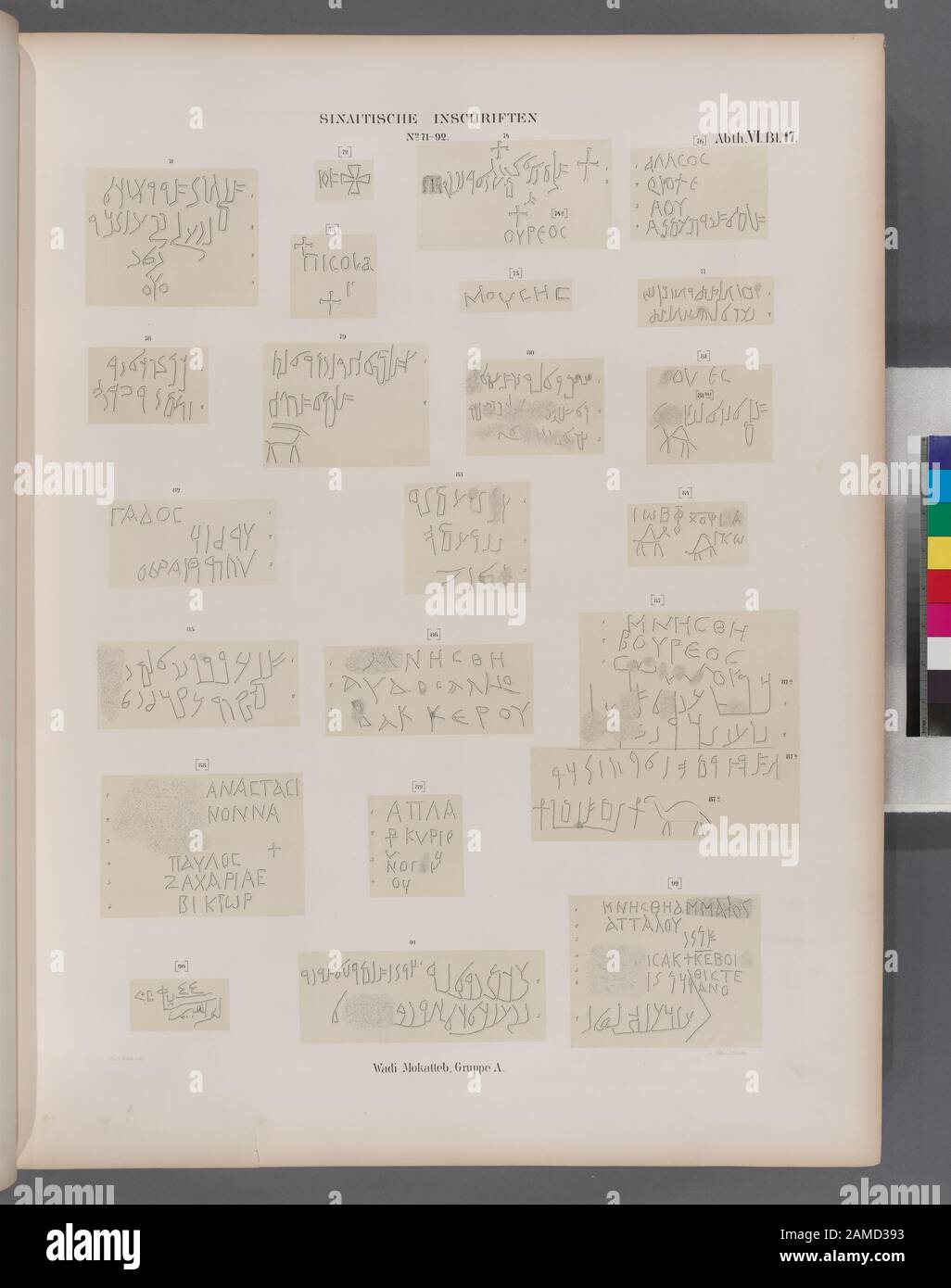 Sinaitische Inschriften No 71-92 Wadi Mokatteb, Gruppe A Sinaitische Inschriften No 71-92. Wadi Mokatteb, Gruppe A.; Sinaitische Inschriften No 71-92. Wadi Mokatteb, Gruppe A. Banque D'Images
