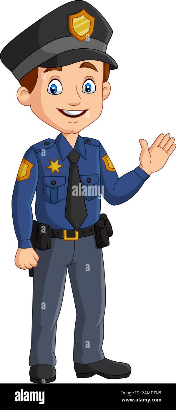 Policier Souriant De Dessin Anim Qui Agaise La Main Image Vectorielle Policier Souriant De Dessin Anim Qui Agaise La Main Image Vectorielle