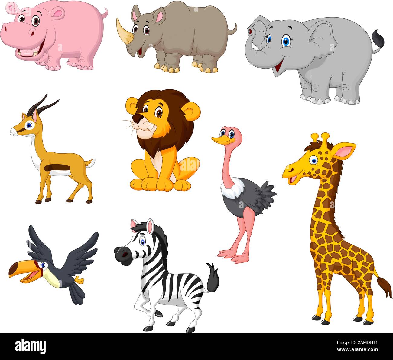 Collection d'animaux sauvages de bande dessinée Illustration de Vecteur