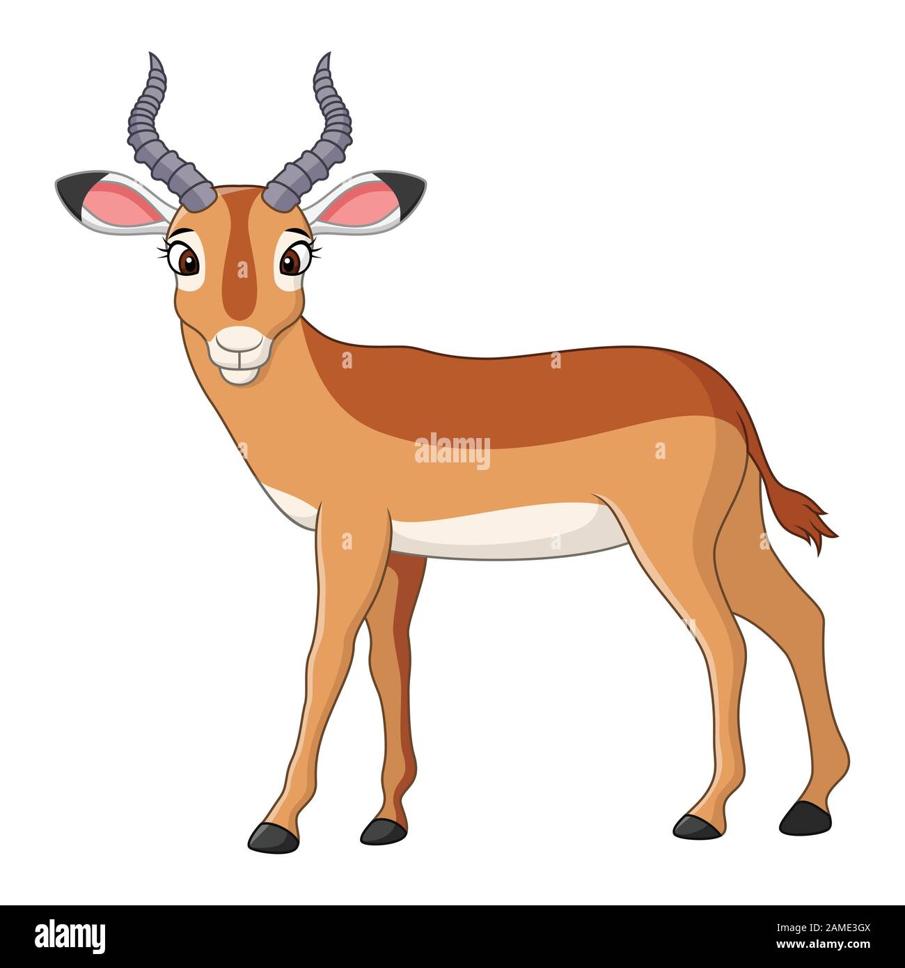 Cartoon impala isolé sur fond blanc Illustration de Vecteur