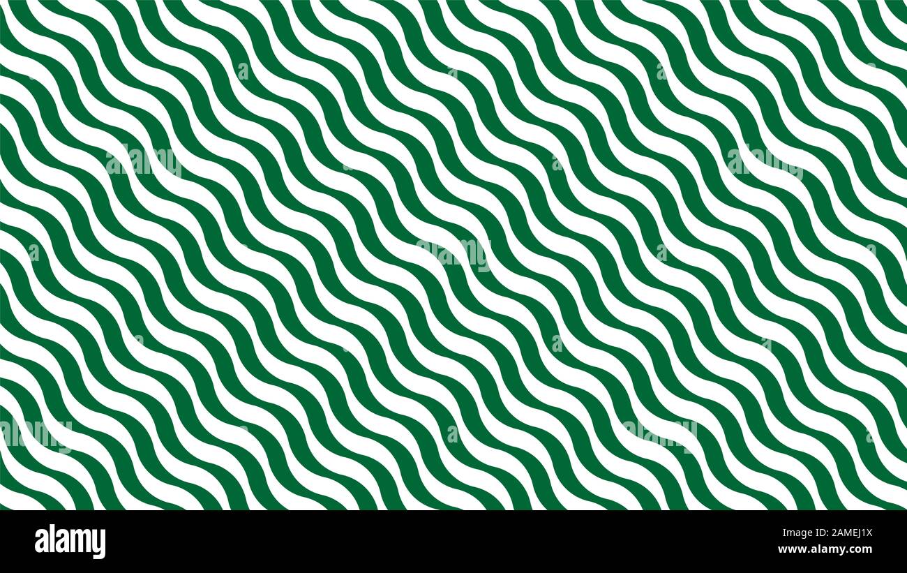 Disposition tendance avec rayures diagonales. Motif hypnotique abstrait minimaliste. L'illusion du mouvement. Lignes vertes et blanches ondulées tropicales. Banque D'Images
