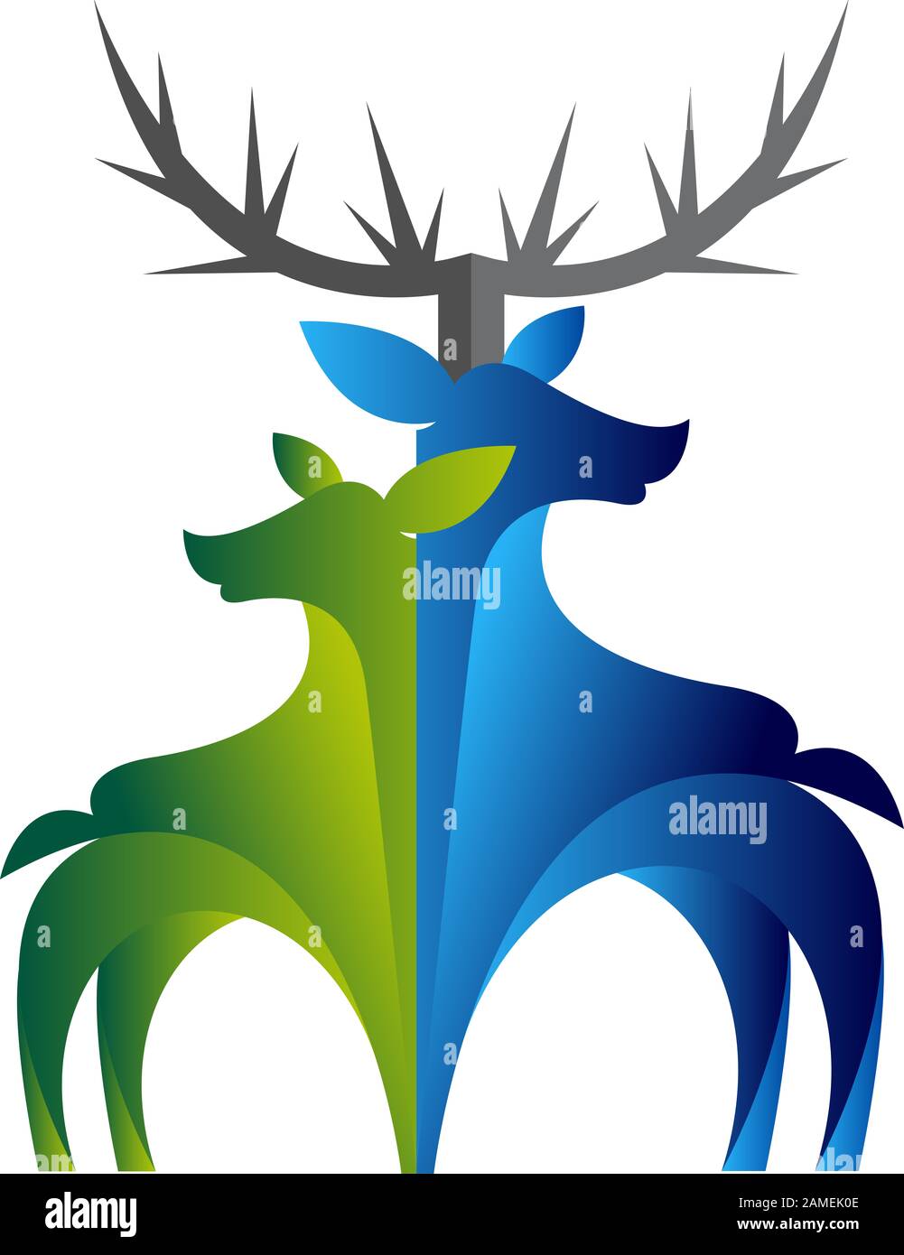 double logo cerf Banque D'Images