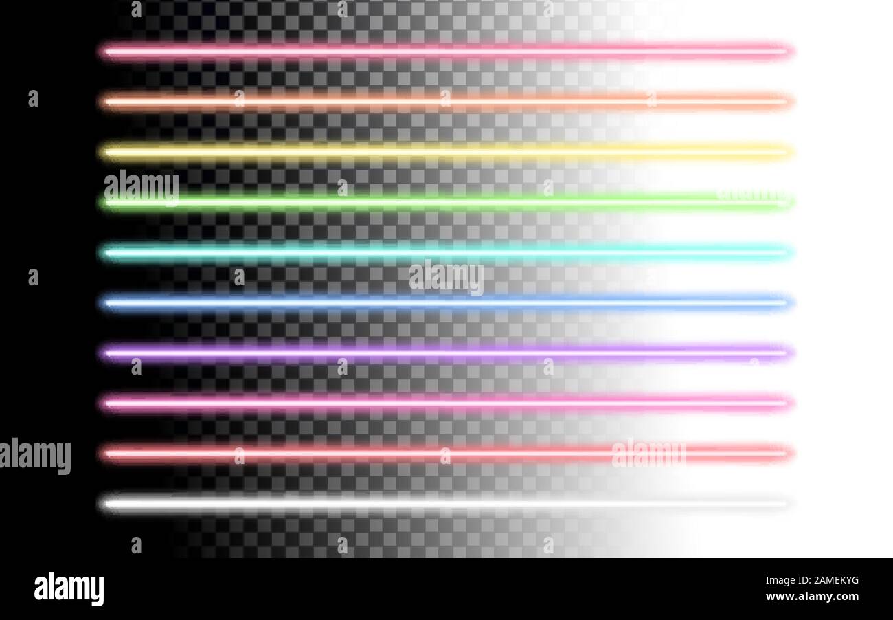 Bâtons de préchauffage au néon. Lampes laser fluorescentes et lampes disco Illustration de Vecteur