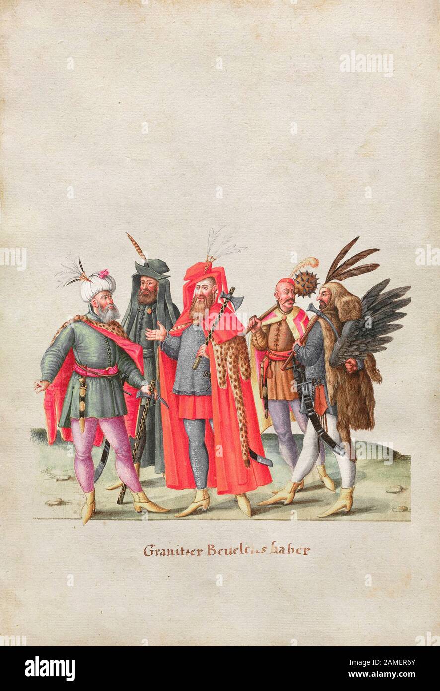 L'histoire de l'Empire ottoman.Deliler (Deli, Delü), c'est-à-dire 'aring, brave, crainless, audacieuse, intrépidante, vante , plurale: Deliler) était une i ottomane Banque D'Images