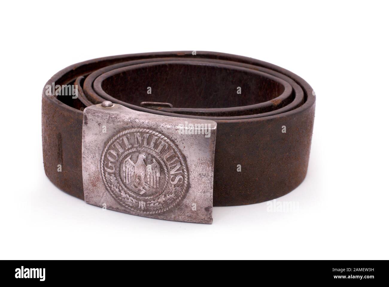 L'Allemagne dans la seconde Guerre mondiale. Ceinture militaire standard  allemande (Whermacht). Boucle avec aigle impérial et inscription « Dieu  avec nous ». Utilisé uniquement pour hi Photo Stock - Alamy