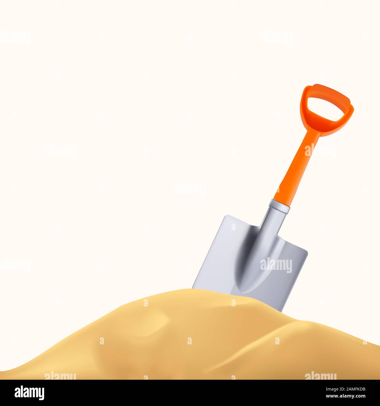 pelle en plastique orange et colline de sable Illustration de Vecteur