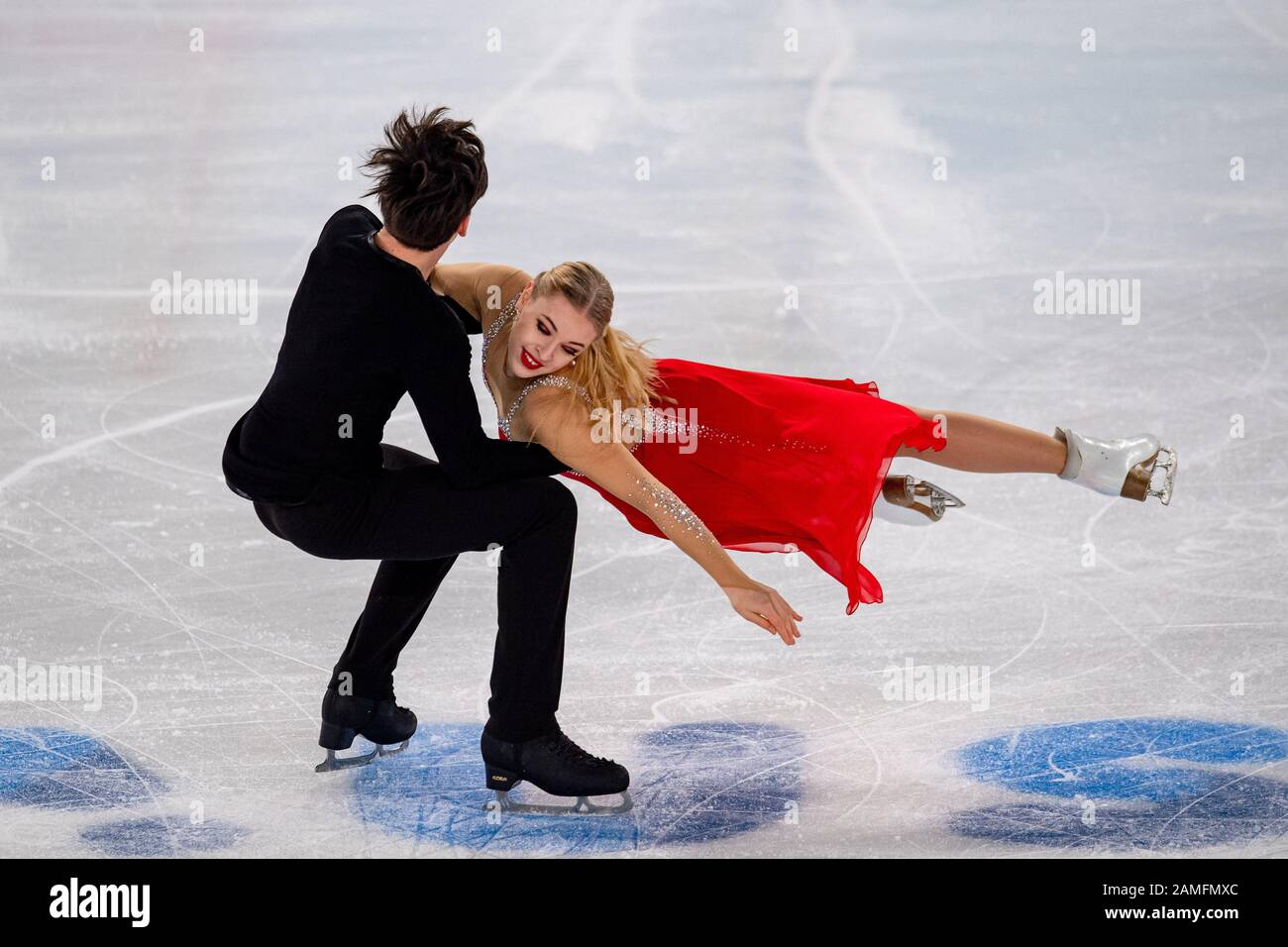 Lausanne, Suisse. 13 janvier 2020. CIMLOVA Denisa / HLAVSA Vilem (CZE) participer à la danse libre sur glace de patinage artistique lors des Jeux Olympiques de la Jeunesse de Lausanne 2020 à Vaudoise Arena le lundi 13 janvier 2020. Lausanne, Suisse. Crédit: Taka G Wu/Alay Live News Banque D'Images