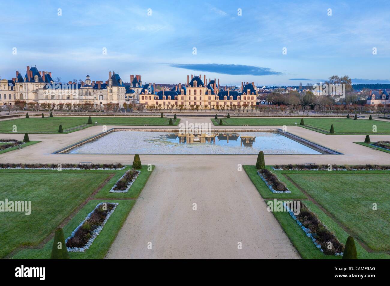France, Seine et Marne, Fontainebleau, parc et Château royal de Fontainebleau classé au patrimoine mondial de l'UNESCO, le Carre d'eau // France, Seine-et Banque D'Images