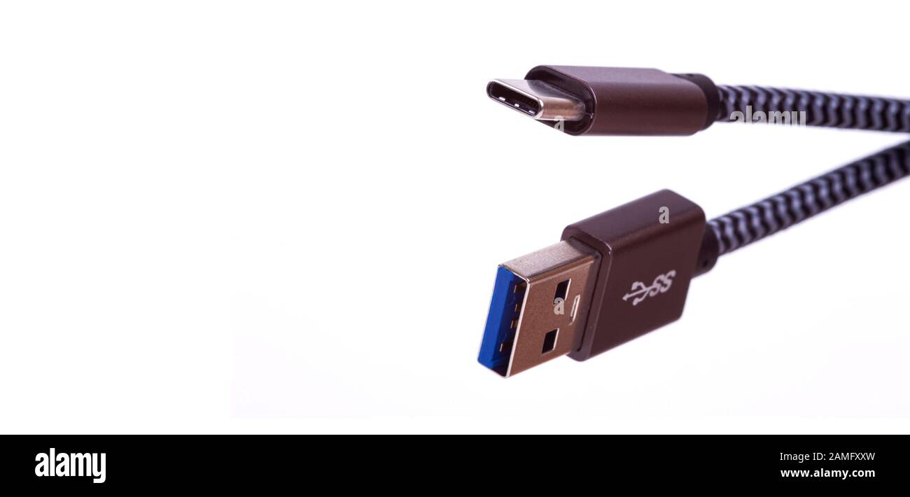 Câble de chargement USB vers USB-C pour smartphone Banque D'Images