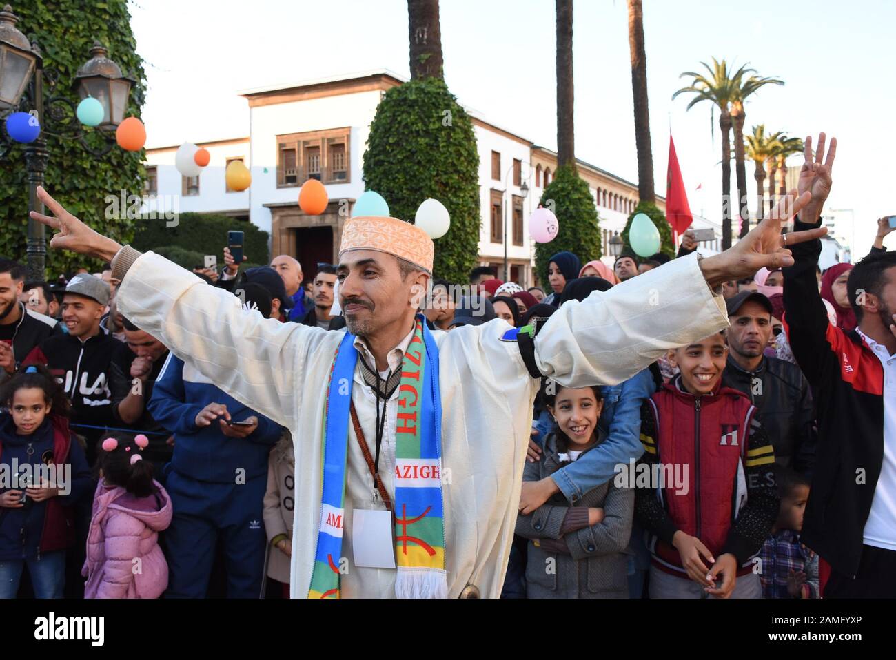 Rabat, Maroc. 12 janvier 2020. Amazighs (Berbers) participent à un rassemblement pour célébrer le nouvel an amazigh connu sous le nom de Yennayer à Rabat, Maroc, 12 janvier 2020. Crédit: Chadi/Xinhua/Alay Live News Banque D'Images
