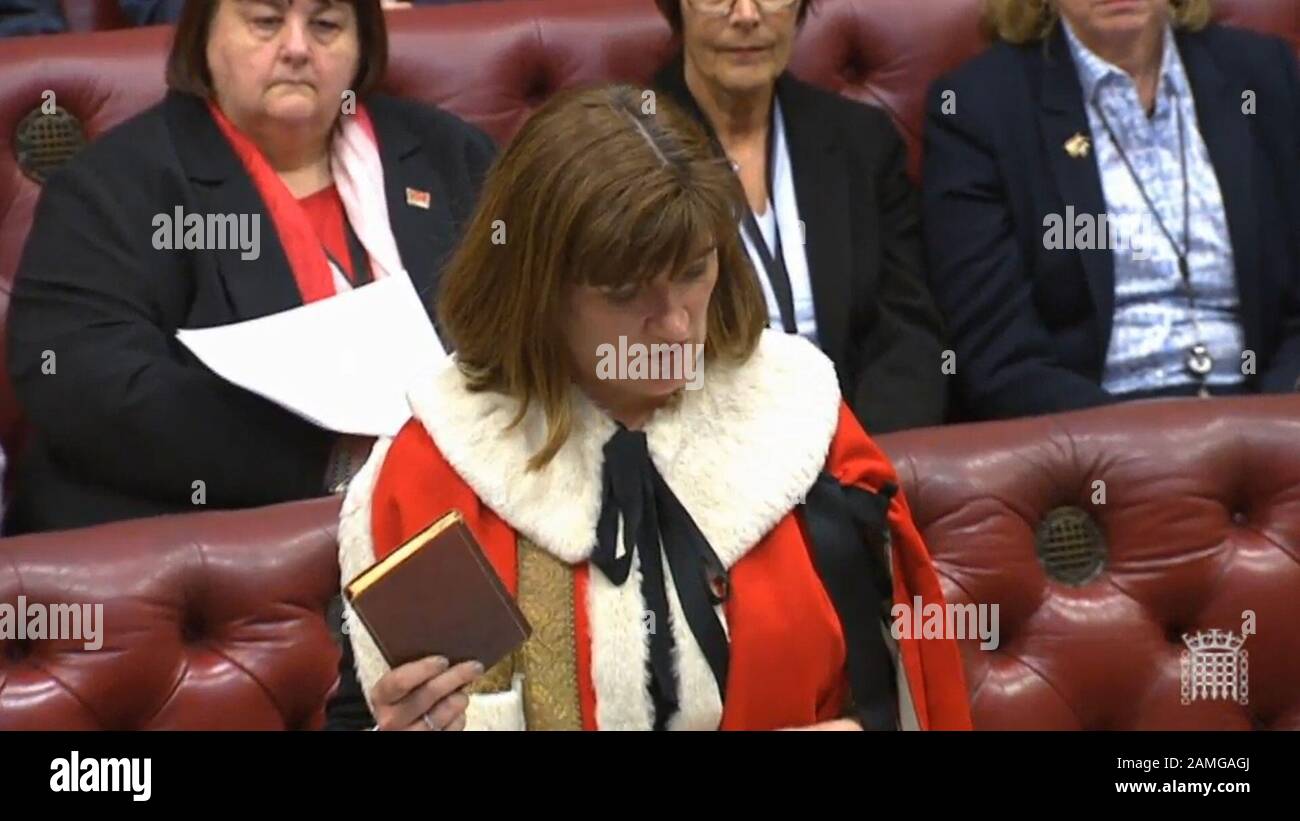 Nicky Morgan est assermenté comme membre de la Chambre des Lords. La baronne Morgan de Cotes a quitté la Chambre des communes lors des élections de décembre, mais Boris Johnson lui a accordé un siège à la Chambre haute. Banque D'Images