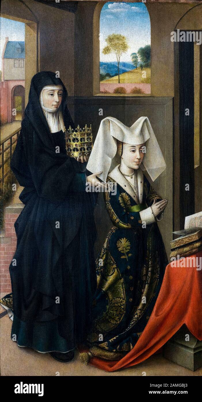 Petrus Christus, Isabella du Portugal avec Saint Elisabeth, peinture, 1457-1460 Banque D'Images